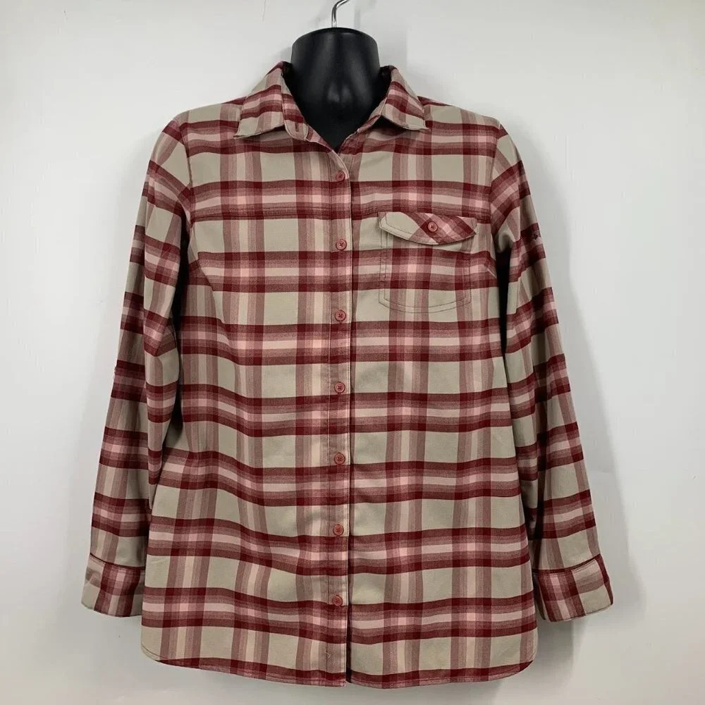 Columbia Women's Plaid Chest Pocket‎ Long Sleeve Button Up Shirt Size L